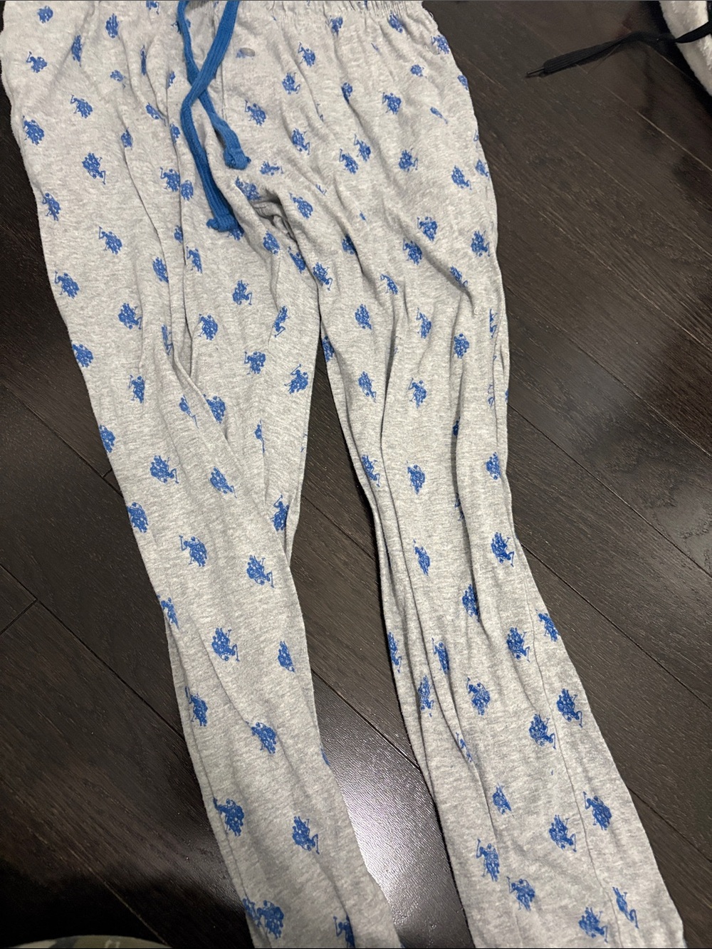 U.S. Polo Assn. Kids Gray Pajama Pants with Blue Pony Print